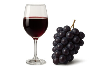 Fototapeta premium Wine and Grapes in a glass on transparent background studio shot.