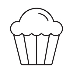 Outline drawing of a cupcake with frosting on top on transparent background silhouette