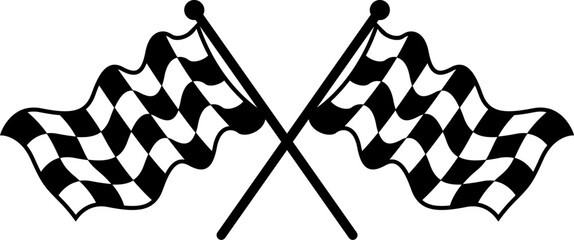 Racing finish line flags for competition and victory, flat vector symbol