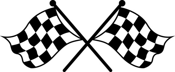 Finish line racing flags for competition and success, minimalist vector icon