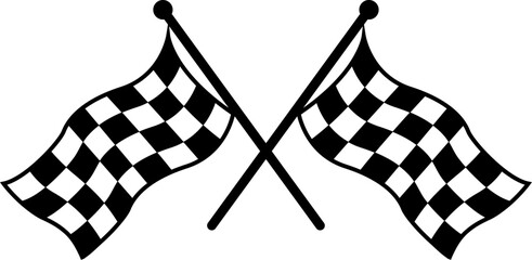 Racing finish flags for competition and victory, checkered race symbol icon