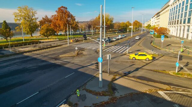 timelapse of city streets and road traffic and random people in Budapest, Hungary
