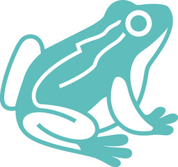 Minimalist frog illustration in modern abstract style, teal animal design, amphibian concept, wildlife nature symbol, clean artistic silhouette