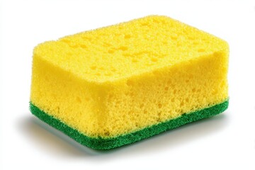 High-detail product shot of a yellow kitchen sponge on a clean white surface