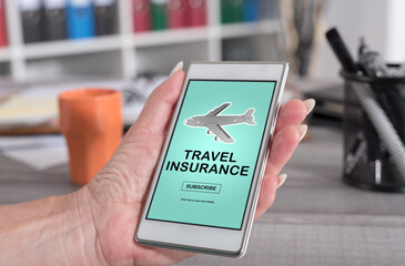 Travel insurance concept on a smartphone
