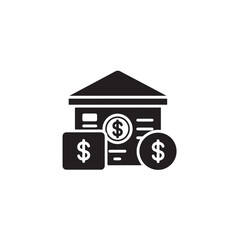 Financial Institution Vector Icon – Banking, Money Management, Economic Services Symbol