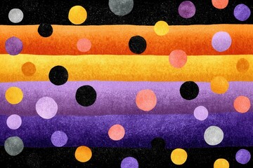 Vivid rainbow striped background with scattered colorful circles for abstract art and design ideas