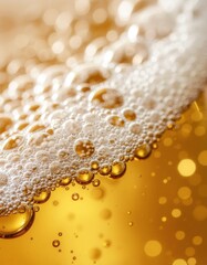 Bubbles of Bliss: An exquisite close-up of beer foam and bubbles, capturing the effervescence and inviting texture of a refreshing drink, evoking a sense of pure delight.