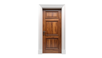 High-resolution isolated door frame on transparent background, clean architectural detail, straight-on view, sharp edges, perfect lighting.