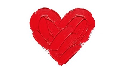 Red heart paint stroke isolated on white background