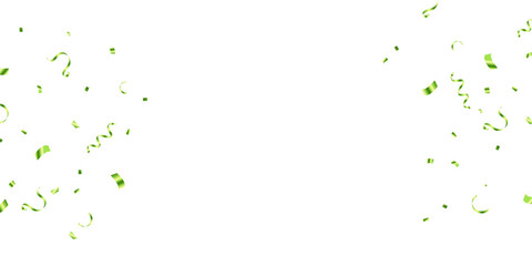 Beautiful green confetti background with wavy lines, perfect for celebrations. Festive decoration vector illustration.