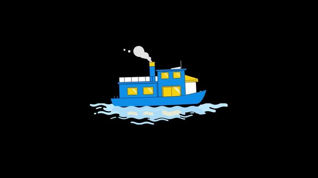 Vector Boat Sailing On The Sea Animation