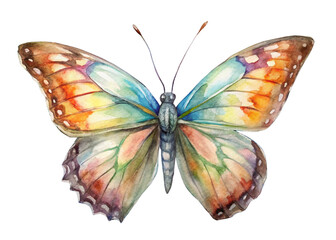 Fototapeta premium butterfly isolated on white background watercolor hand drawing painting brush butterfly design 