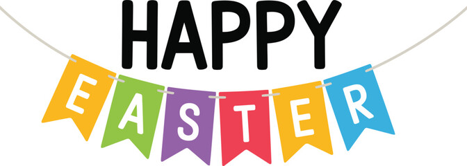 Happy easter celebration with colorful flags