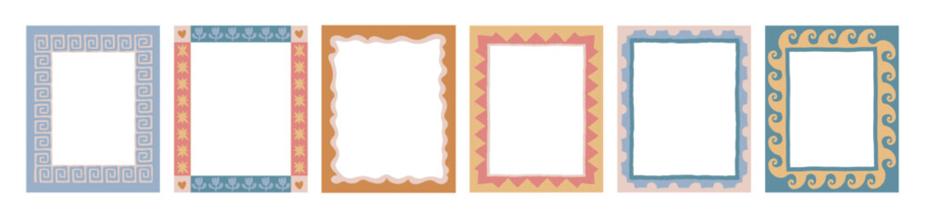 Vector set of hand drawn cut out style frames and borders - abstract design elements for wedding, birthday party invitations, greeting cards, cut out hand drawn style with copy space for text © venimo