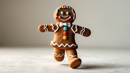 &ldquo;Festive gingerbread man with colorful icing and candy &mdash; AI-generated&rdquo;