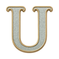 PNG Elegant metallic letter U