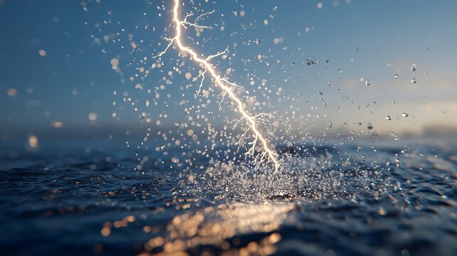 Ocean flash with lightning strike