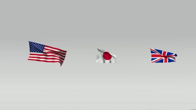 USA Japan Australia Flag Animation
