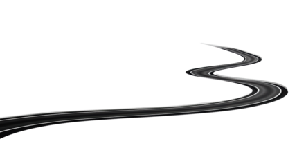 Curved Road on Transparent Background