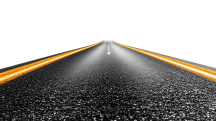 Road Extending into Horizon on Transparent Background