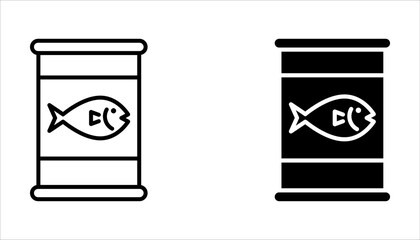 canned food icon set, tuna, meat, pack,  tin can, Editable stroke on white background