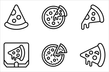 Pizza icons set. Pizzeria food icon symbol on white background