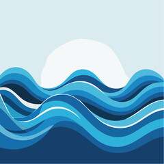 Fototapeta premium Minimal blue wave shapes forming abstract water background
