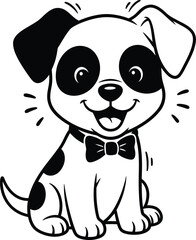 Fototapeta premium Adorable black and white puppy silhouette isolated on transparent background