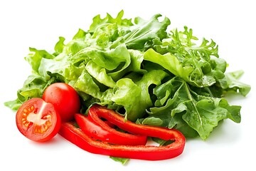 Fresh vibrant salad with tomatoes and red pepper