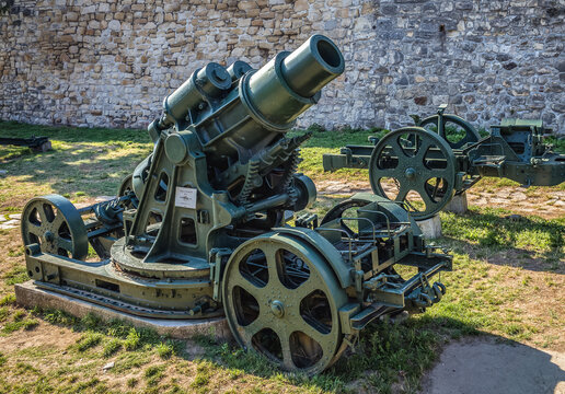 Military exhibit outside the walls of Belgrade Fortress in Kalemegdan Park, Serbia