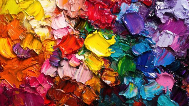 Thick Oil Paint Colors Mixed on Artist's Palette - Powered by Adobe
