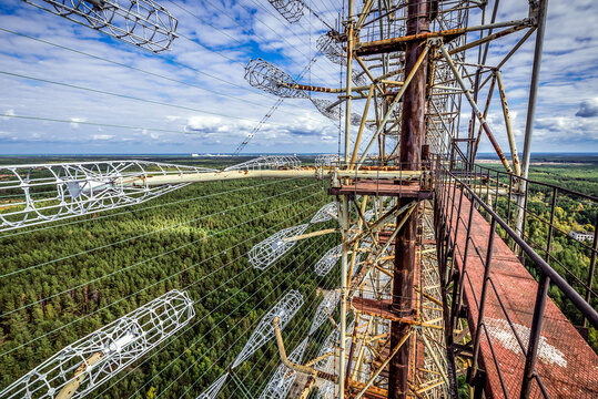 Soviet Duga radar in abandoned military town in Chernobyl Exclusion Zone, Ukraine