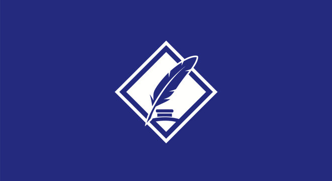 Blue flag with a white rhombus containing a feather quill and inkwell