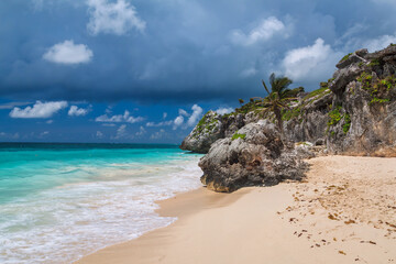 Tulum beach at Caribbean sea, Mexico