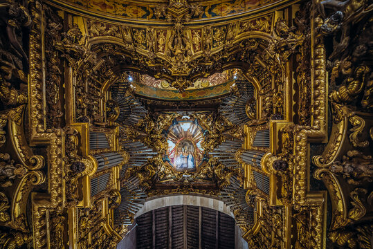 Ceiling and pipe organs in Cathedral of Braga historic city, Portugal