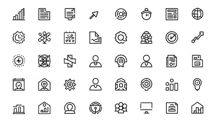 A clean collection of symbols for performance metrics, staff selection, company reports, and professional communication.