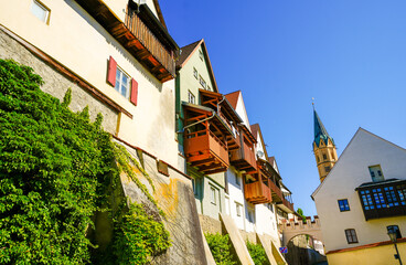 View of historic buildings in the town of Lauingen on the Danube
