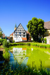 View of historic buildings in the town of Lauingen on the Danube
