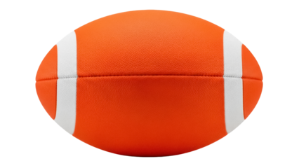 Orange American football isolated PNG, sports equipment for training and competition on transparent background