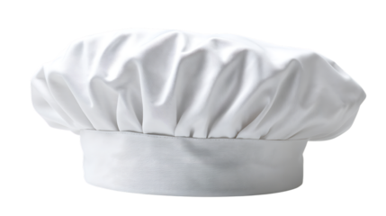 White chef's hat, culinary uniform headwear, professional kitchen apparel, on transparent background