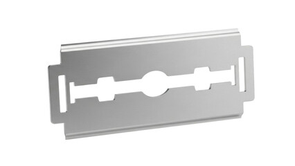 Classic double edge razor blade isolated PNG, vintage shaving tool for barber shop and personal care on transparent background