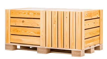 Wooden Storage Box on Pallet with Horizontal Stripes and Smooth Finish