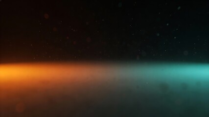 Abstract background with contrasting orange and teal light effect and floating particles