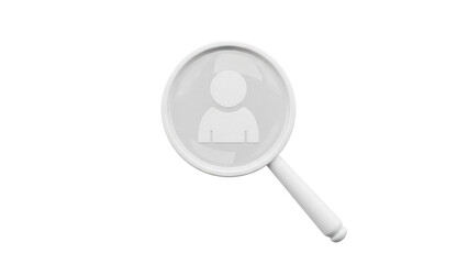 Magnifying glass with person icon isolated PNG on transparent background, search for employees or human resources concept