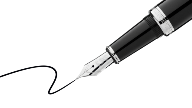 Fountain pen nib isolated PNG on transparent background, writing tool clipart for stationery and design use - Powered by Adobe