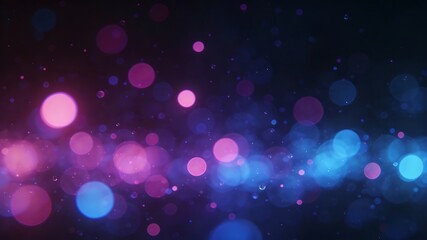 Abstract background with glowing pink and blue bokeh lights and floating particles