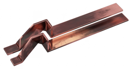 Copper metal brackets isolated on a transparent background hardware industrial