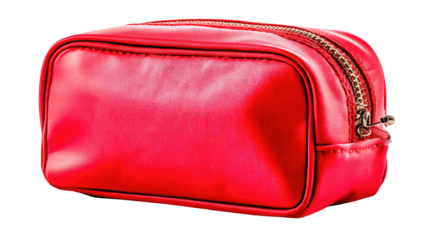 Bright Red Cosmetic Bag with Zippered Closure for Everyday Use