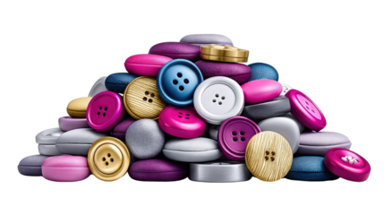 Colorful Assortment of Buttons in Various Sizes and Textures